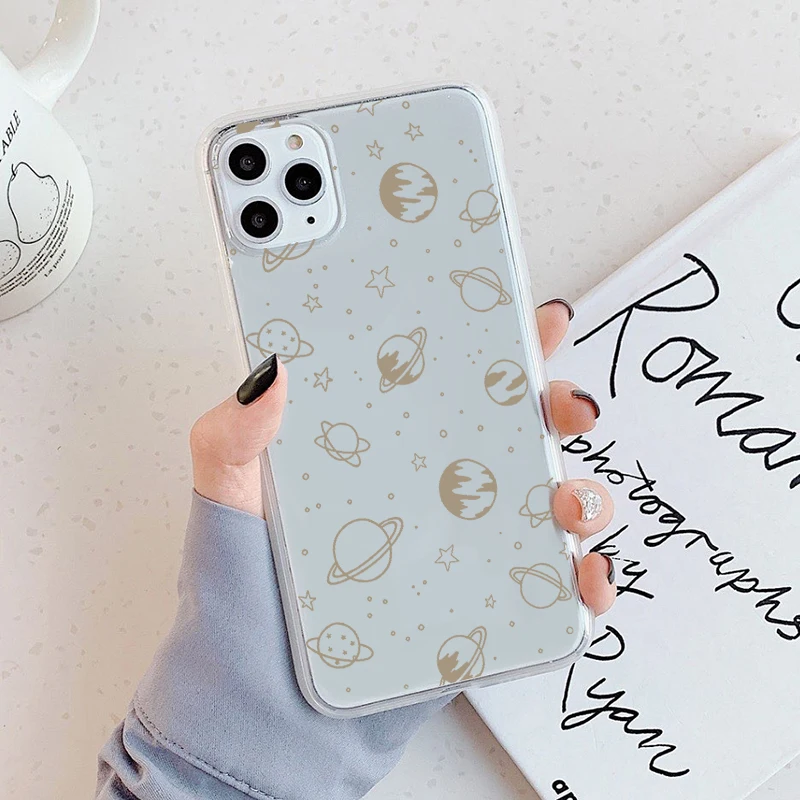Casing ponsel bintang untuk iPhone 16 15 14 13 12 11 Pro XS MAX 7 XR 8 7 Plus sampul bening Fundas