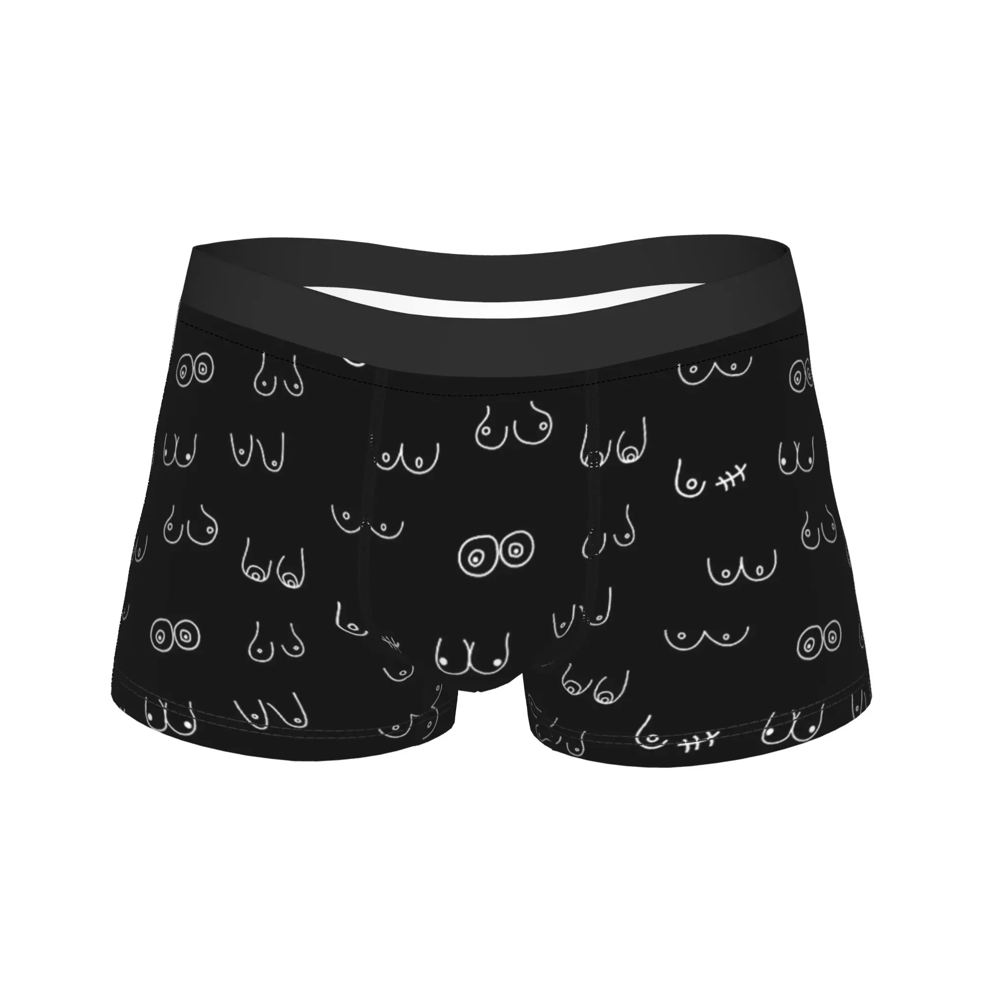 Boob Pattern Line Art Underwear  Custom DIY Boxershorts Hot Sale Male Panties Soft Trend Boxer Brief Birthday Gift