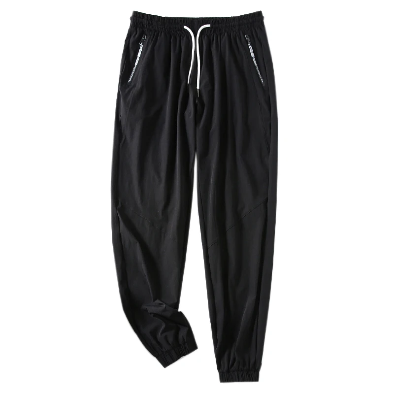 Calças Casuais Finas de Verão para Homens em Tecido de Seda Gelada Ultra Respirável e Elástico, Calças Longas Faionáveis co...