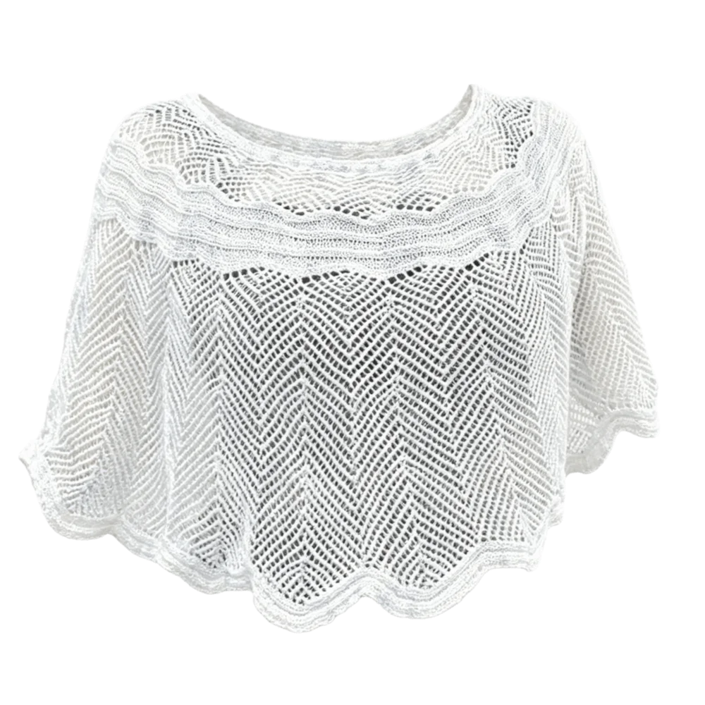 

Pullover Style Crochet Shawl Detachable Collars Vintage Knitted Beach Cover-up Thin Solid Color Air-conditioning Coverall Summer