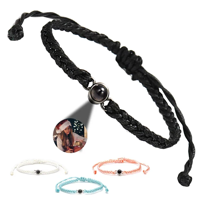 

Custom Photo Projection Personalized Bracelets With Picture Inside Handmade Compilation For Women Couple Valentine's Day Gift