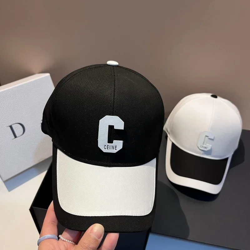 

​​2025 Color Blocking Baseball Cap Adjustable Unisex Hard Top C Letter Embroidery Wide Brim TikTok Viral Free Shipping​​