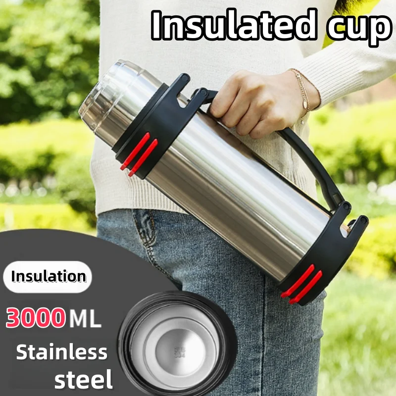 

Outdoor travel, camping stainless steel vacuum insulated bottle, large capacity heat-retaining bottle, outdoor sports water cup