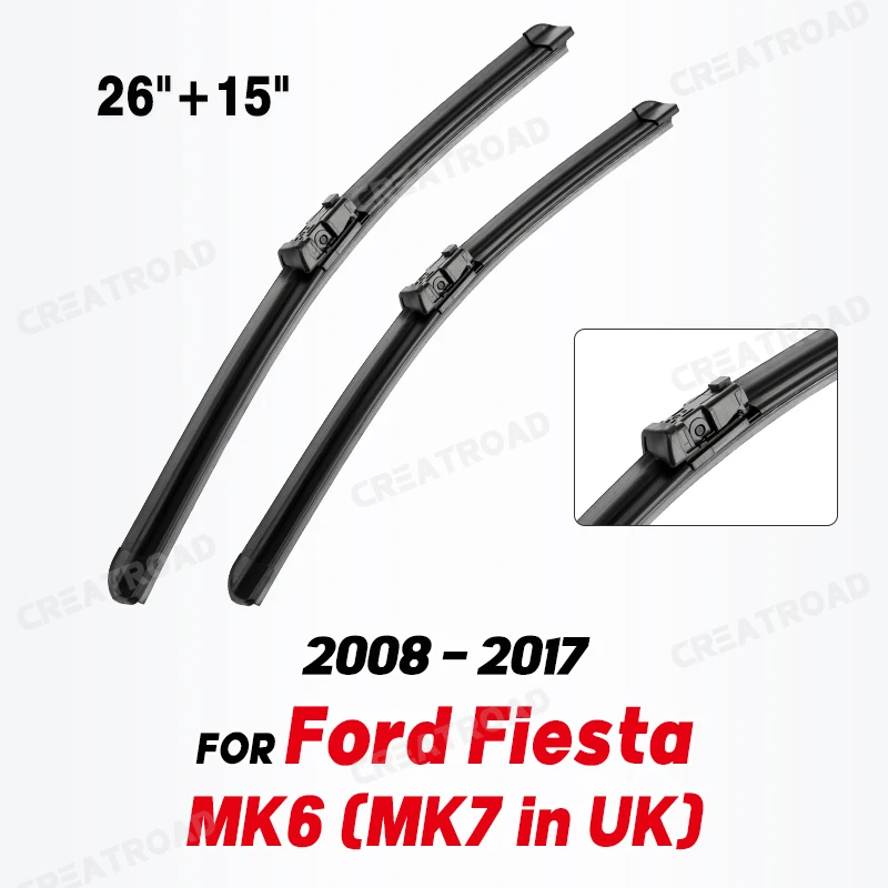 Wiper LHD & RHD Front Wiper Blades For Ford Fiesta MK6 (MK7 in UK) 2008 - 2017 Windshield Windscreen Window Brush 26\