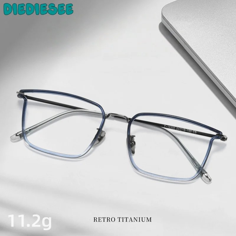

JAEVAR Men's Ultra Light Retro Large Face Glasses Frame Anti Blue Light Flat Glasses Fashion Business Glasses Frame 18300T