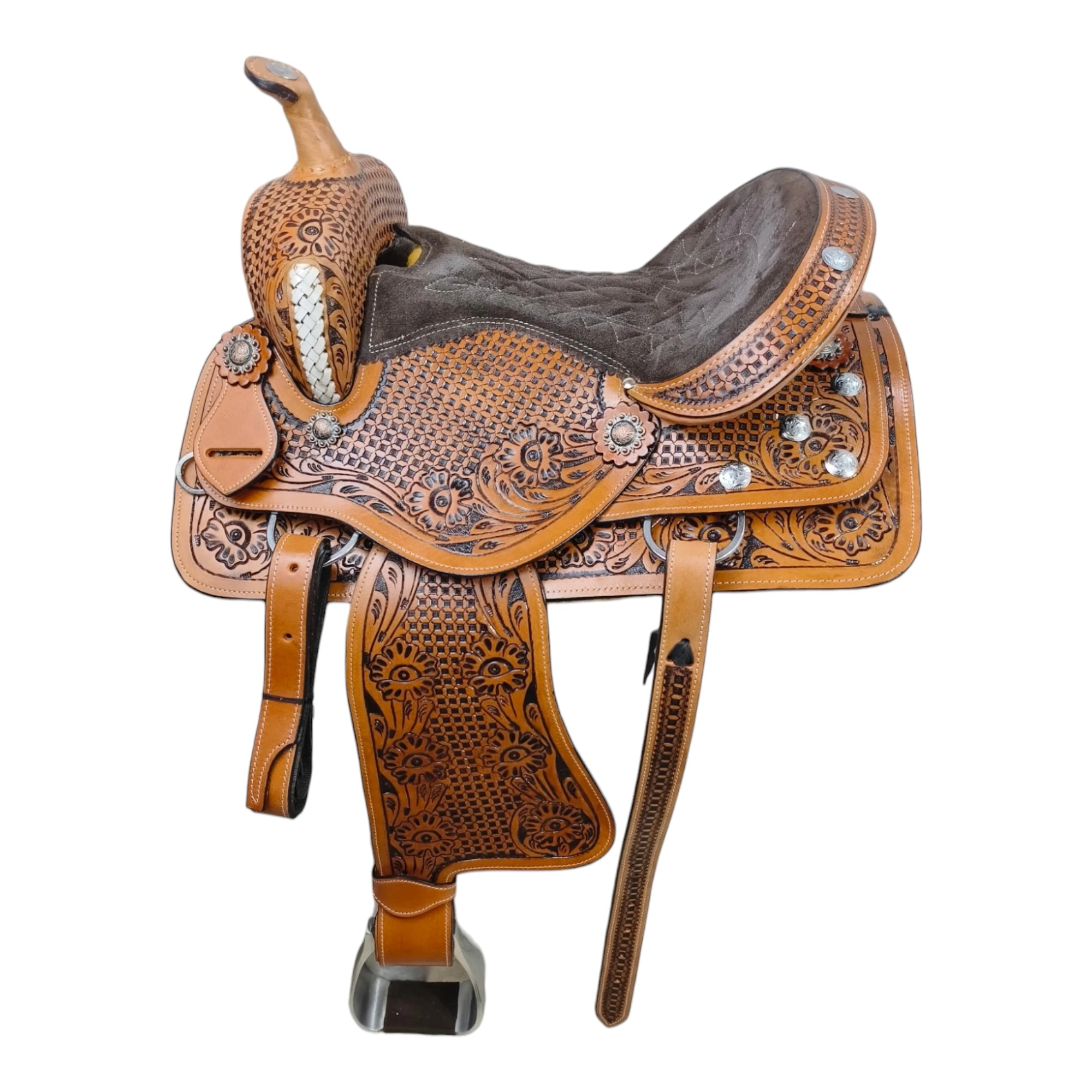 Handmade Premium Quality Leather Western Barrel Racing Horse Saddle Trail Custom Size Design Color With All Accessories Included