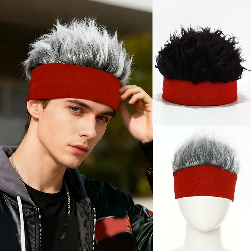 Fashion Wig Hat Funny Short Hair Caps For Women Men Novelty Street Hip Hop Beanie Hat Spiked Fake Hair Funny Retro Caps