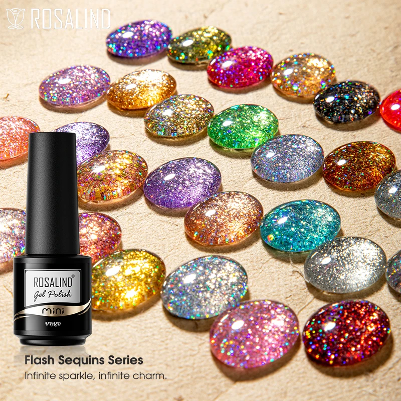 

ROSALIND Glitter Gel Nail Polish Hybrid Varnishes Semi Permanent Nails Art Shiny Nail Polish Base Matte Top Coat UV Gel Esmalte