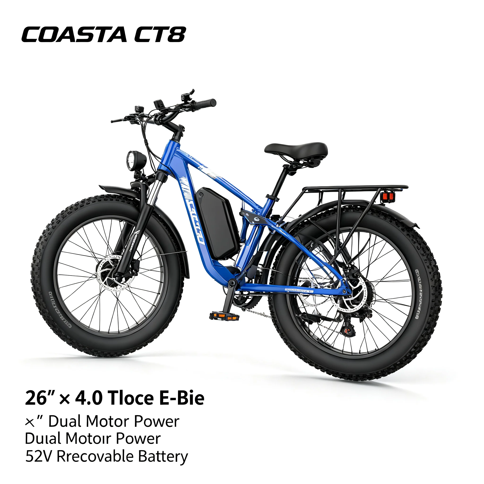 Road Bike Tire - دراجة كهربائية COASTA CT8 زرقاء بإطارات