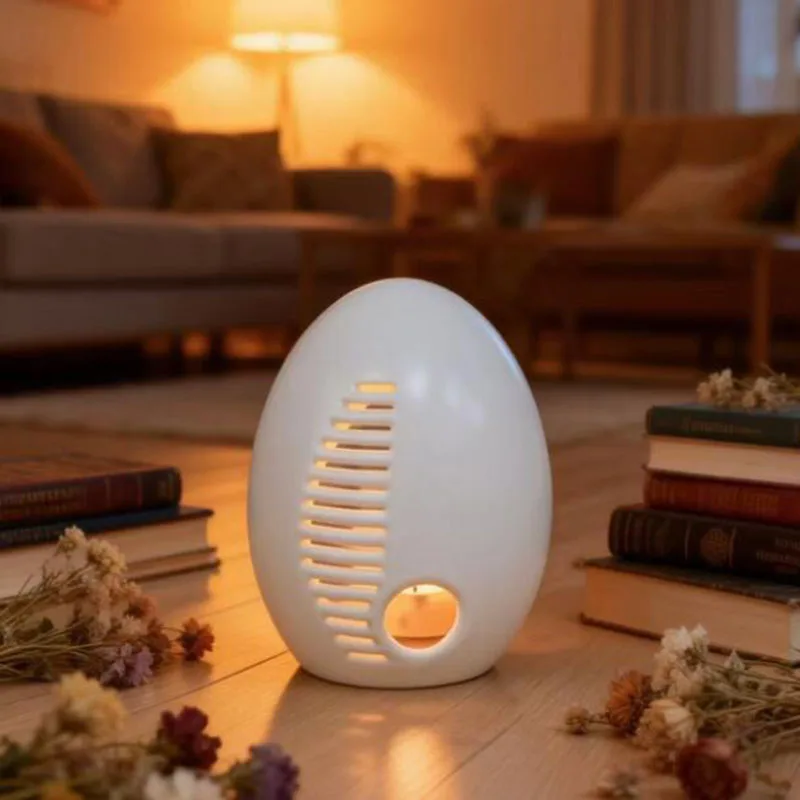 Ceramic Eggshell Shape Aromatherapy Burner Creative Hollow Candle holder Fragrance Lamp Bedroom Home Decoration