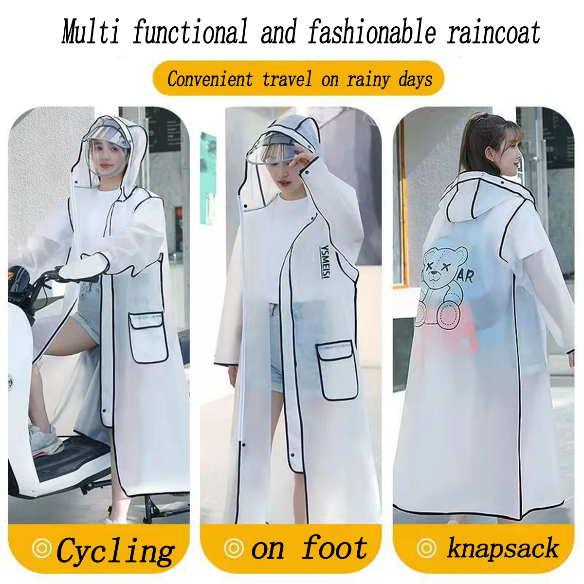 New Cute Coat Raincoat, Adult windbreaker style raincoat, Electric car battery car long full body rainstorm prevention.