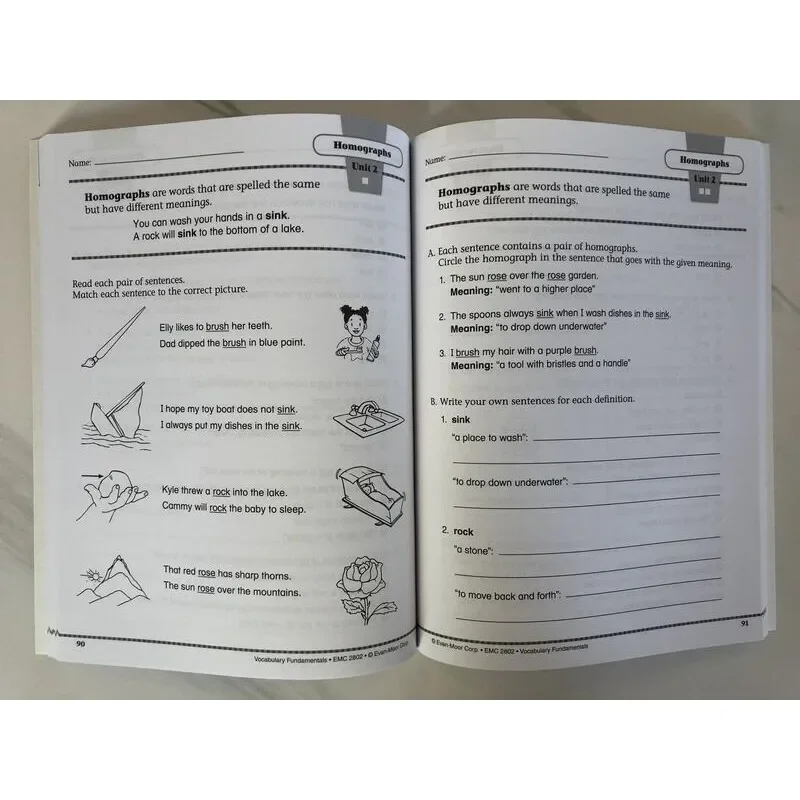 Evan-Moor Vocabulary Fundamentals, Grade 2 Workbook,aged 6 7 8 9, English book 9781608236596