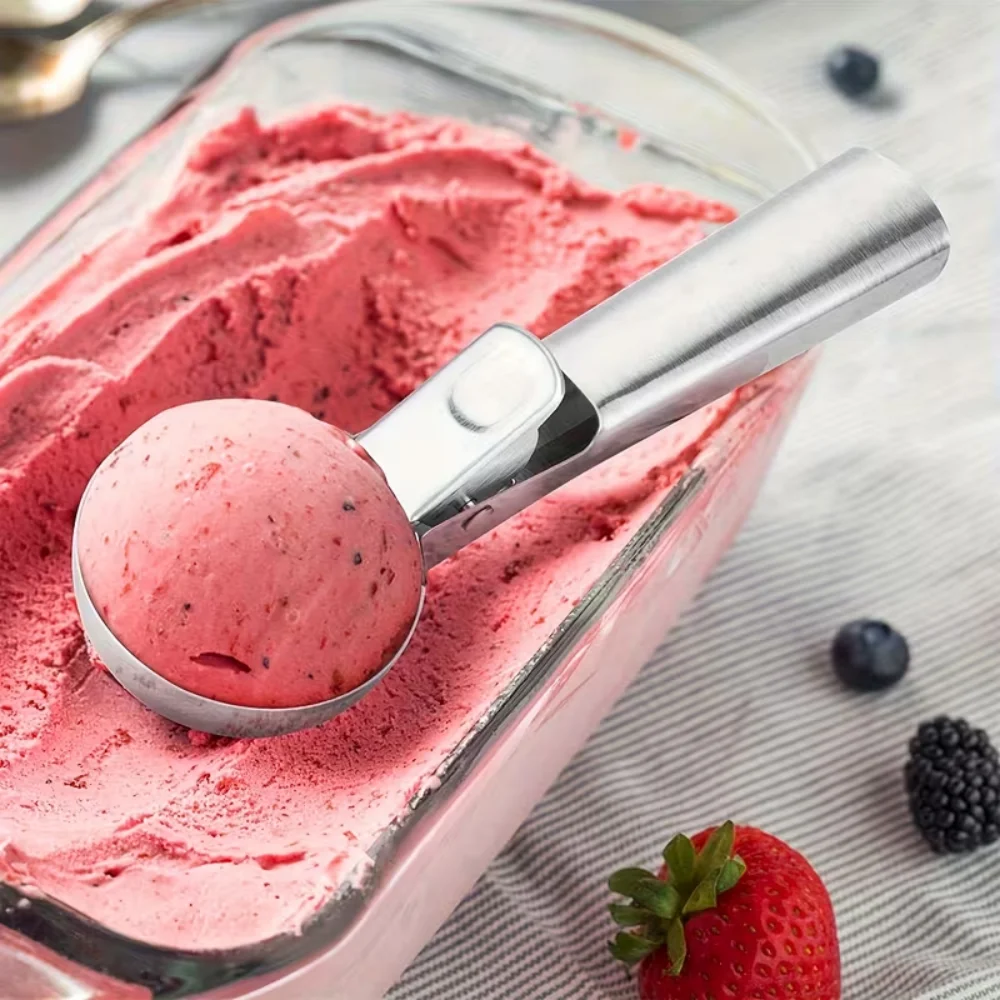 Stainless Steel Dual-Purpose Ice Cream Scoop, Ice Cream Spoon, Multi-Functional Ball Digger, Ice Cream and Fruit Spoon