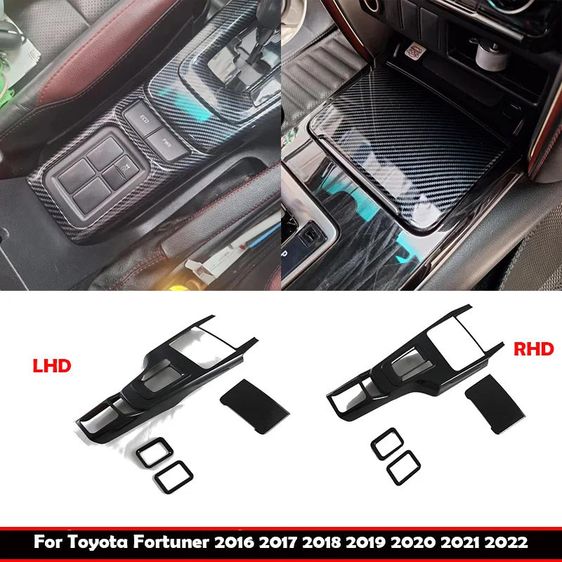 LHD RHD For Toyota Fortuner 2016-2022 ABS carbonfiber center conlose front Storage gear box shift panle Interior Accessories