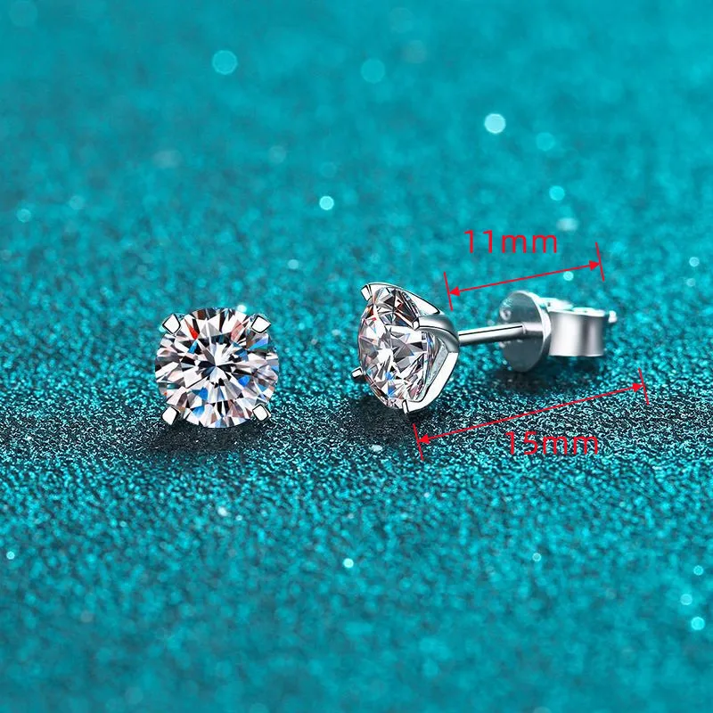 Classic Four Claws Moissanite Stud Earring 0.3-2ct D Color with Certificate S925 Sterling Silver Diamond Earrings For Women Men