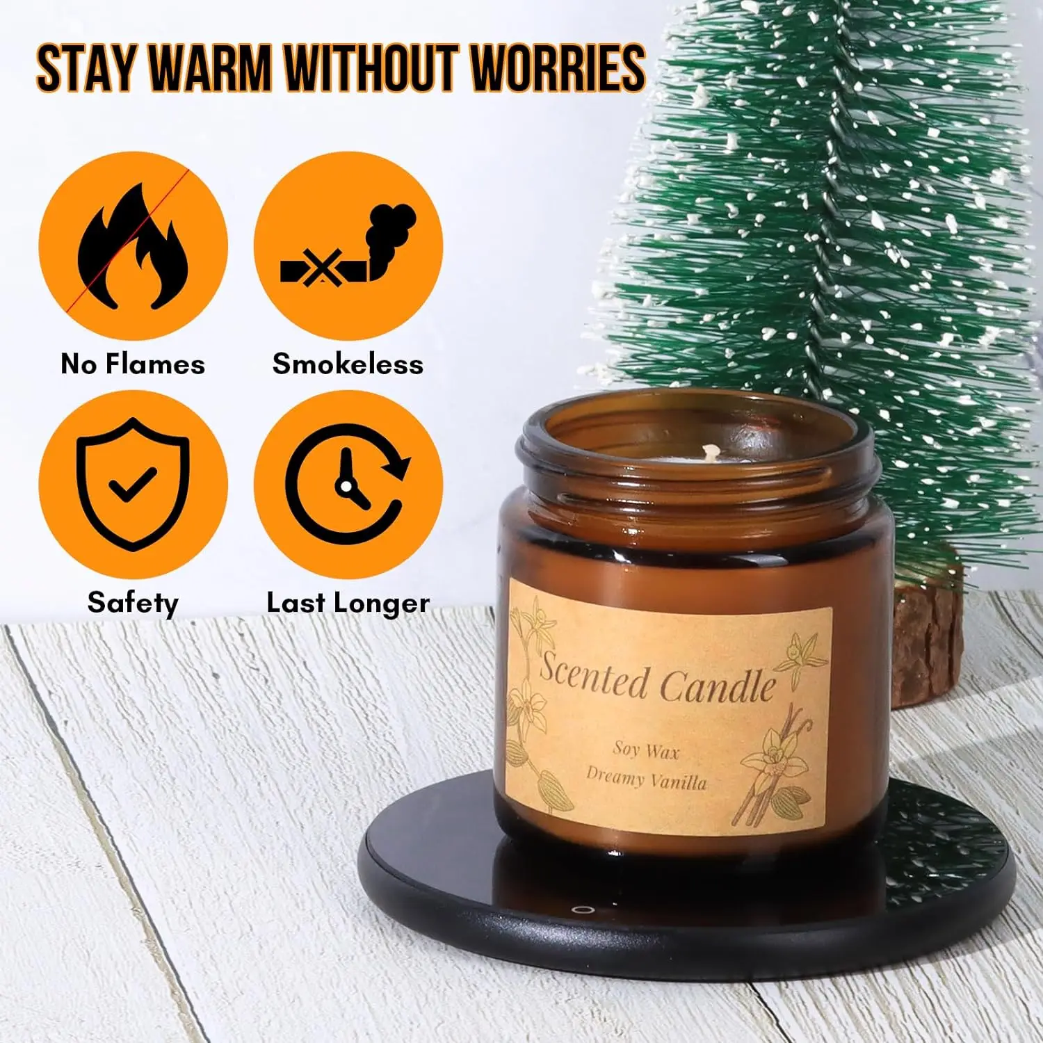 مدفئ كوب تسخين سريع USB ، طبق مج قهوة ، مدفئ شموع للمكتب ، إيقاف تلقائي 8 ساعات ، مقاوم للماء