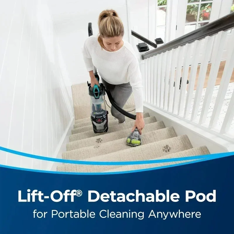 مكنسة كهربائية عمودية مدمجة للحيوانات الأليفة متعددة النظافة من TGBFABISSELLS مع نظام مختوم بفلتر HEPA، 31259، أسود/فضي، علي