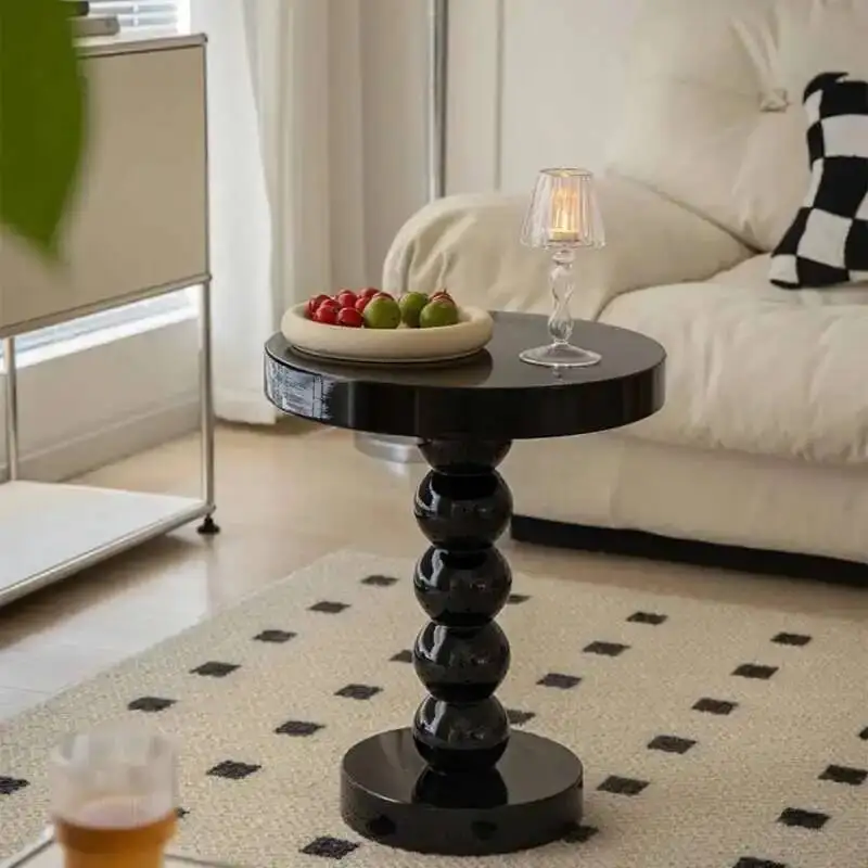 Garden Coffee Table Black Nordic Wooden Modern Outdoor Coffee Table Corner Round Mesa Lateral Para Sala Home Furniture YN50CT