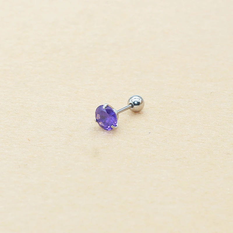 Edelstahl-Ohrringe mit 6mm runden Zirkonia-Schraubverschlüssen, Modeschmuck für empfindliche Ohren – Detail 1