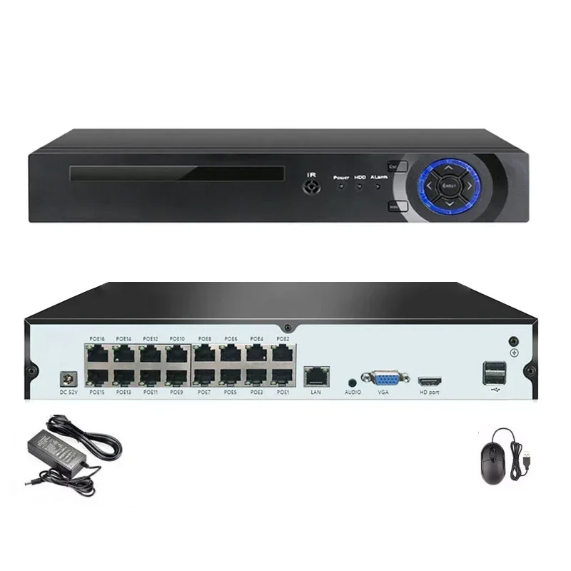 Registratore NVR 16 canali Rete IP 16 canali 8MP 4K Full HD POE NVR Videoregistratore di rete di sicurezza