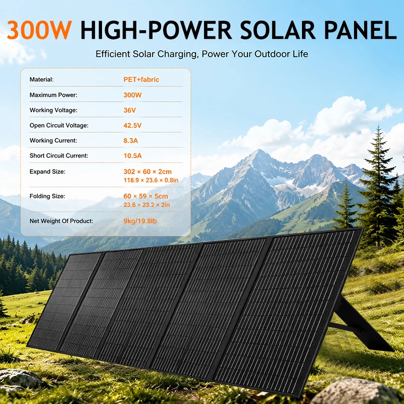 300W Tragbares Faltbares Solarpanel Wasserdichtes Set Notfall-Solarstrom-Backup-Ladegerät für Camping Wohnmobil Powerstation Netzunabhängiges Leben