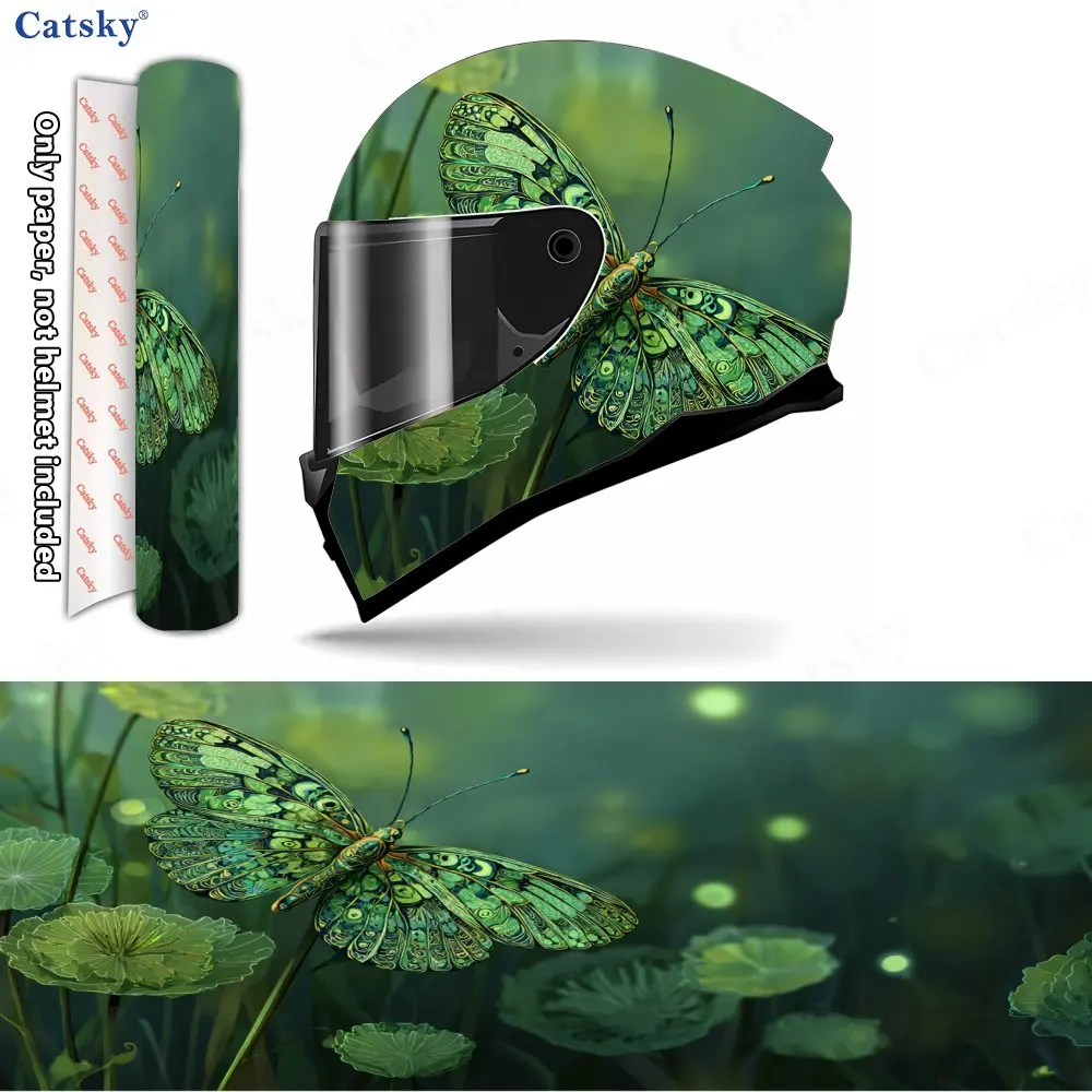 Green-winged Steampunk Butterfly Pattern Helmet stickers , PVC Material Multifunctional Helmet Stickers, Scratch-Resistant & Fad