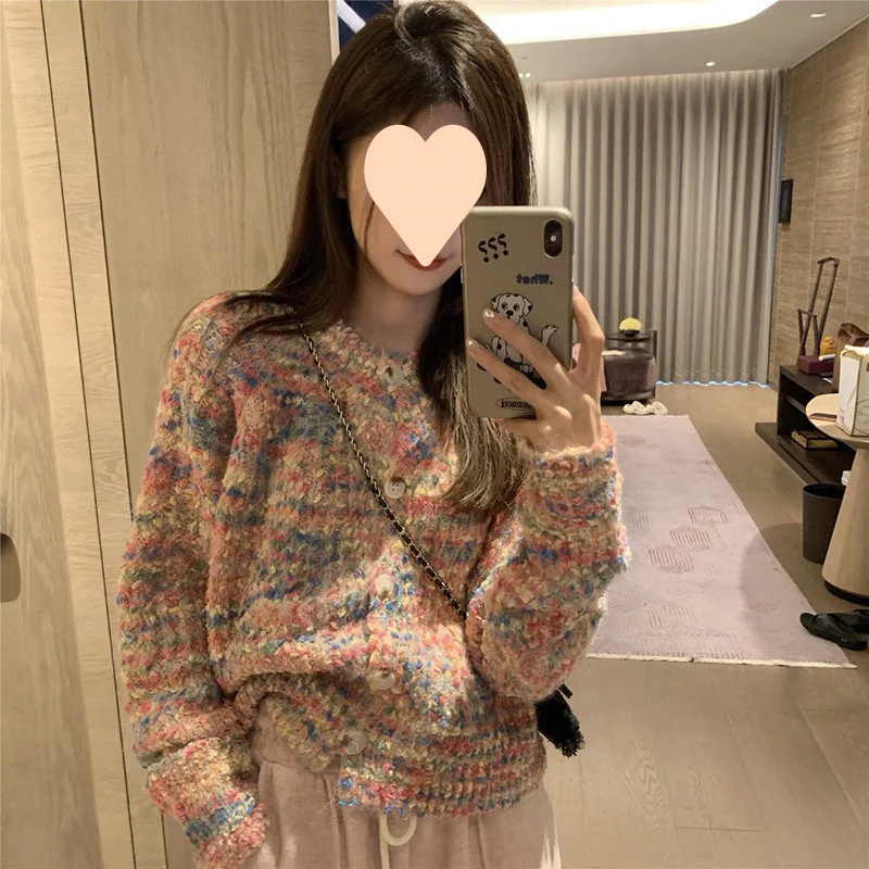

Soft Cardigan Sweater Women2025Spring and Autumn New Japanese Retro Gentle Lazy Style Knitted Top
