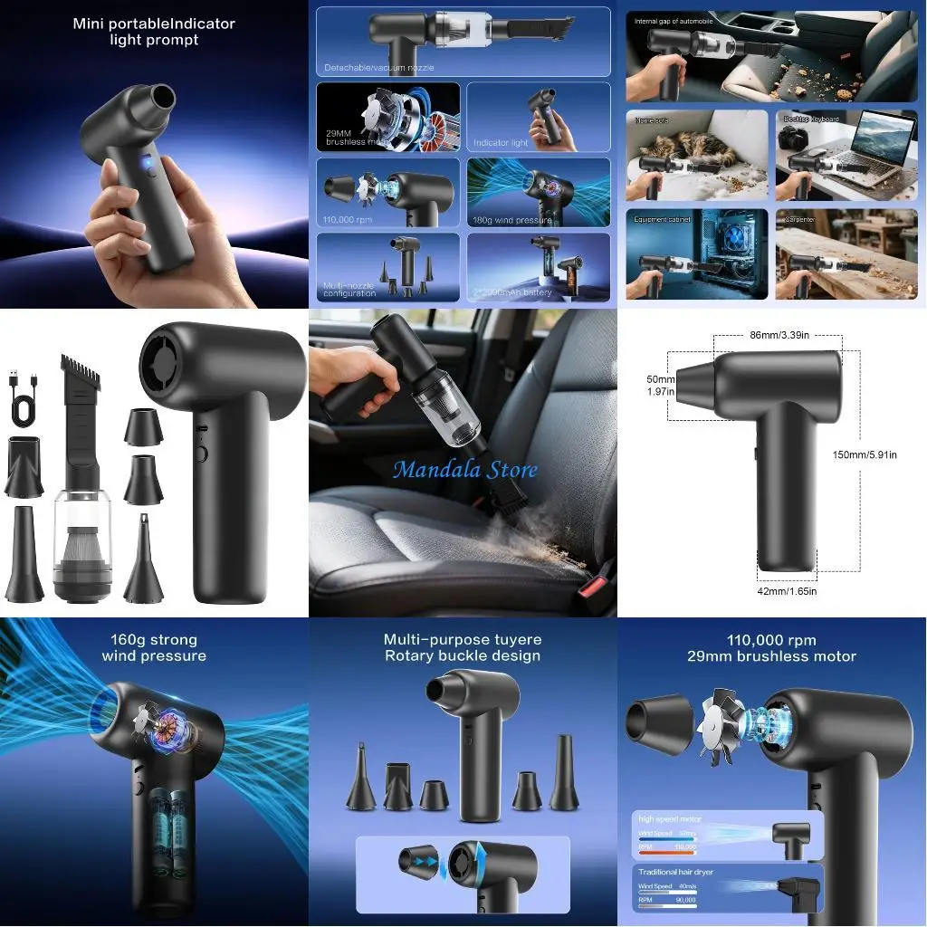 

U2JC 110000RPM Violent Air Dusters Practical Brushless Motor For Computer Printer Car Interior