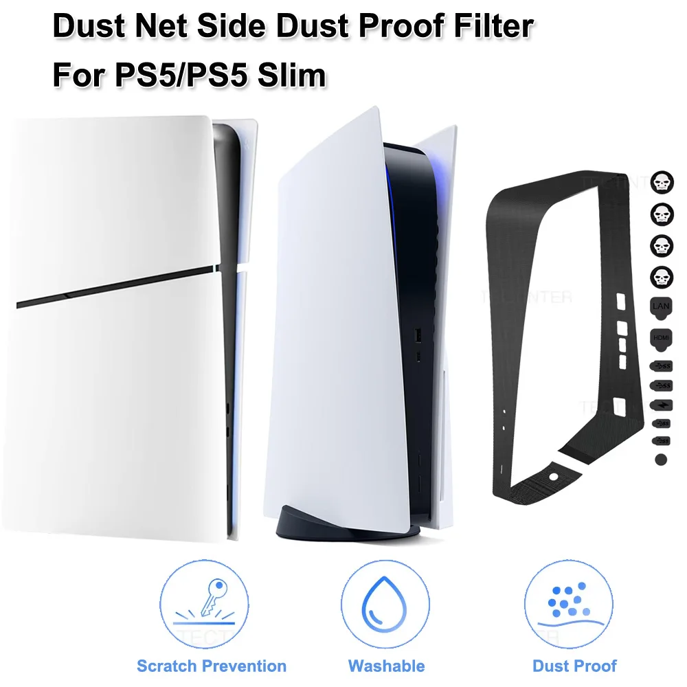 สําหรับ PS5 Slim Disc/คอนโซลดิจิตอลฝุ่นสุทธิด้านข้างฝุ่นกรองฝุ่นตาข่ายฝุ่นปลั๊กฝุ่นสําหรับ PlayStation 5 Slim อุปกรณ์เสริม