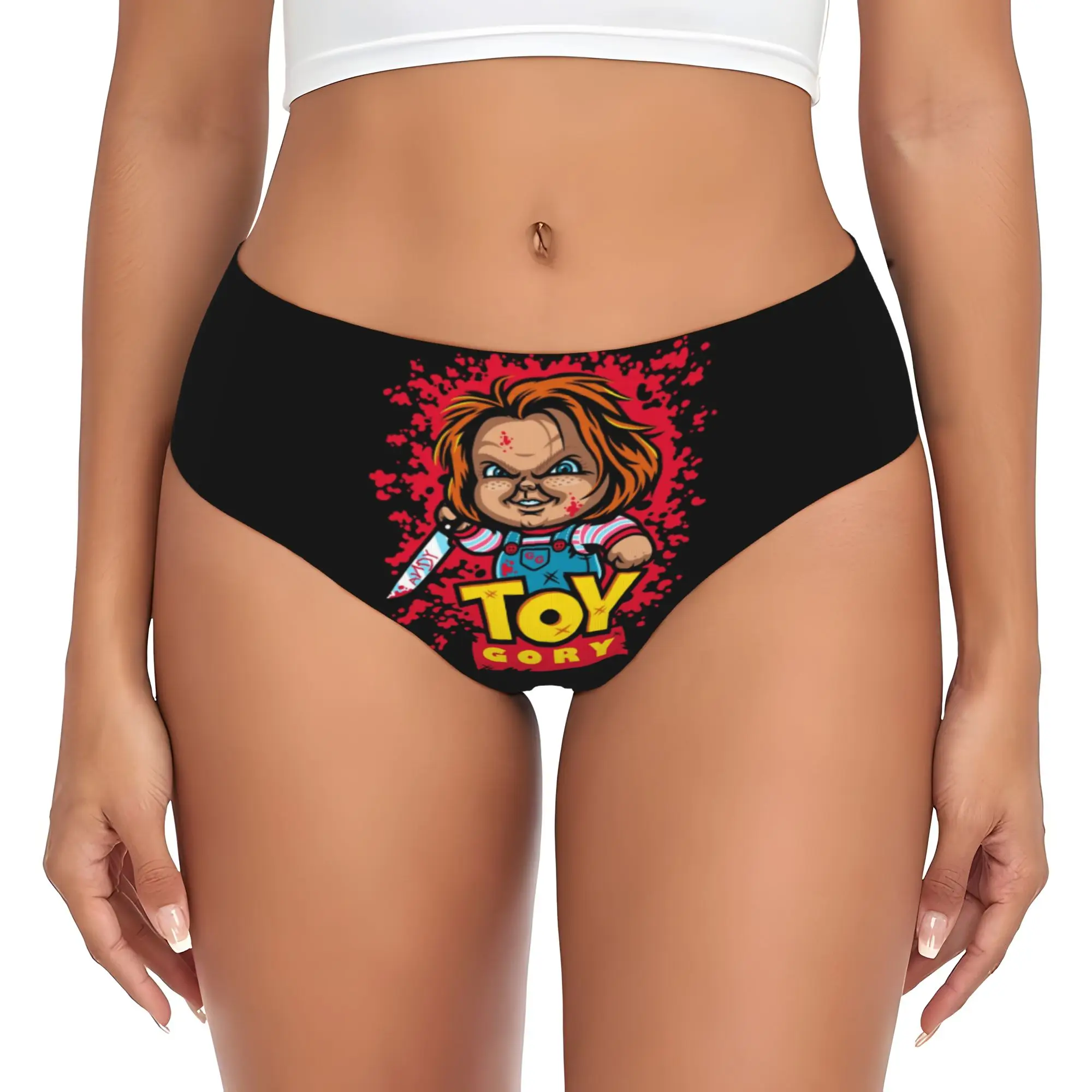 Custom Child's Play  Toy Gory Brief Panties Womens Breathable Stretch Chucky Chibi Halloween Underwear