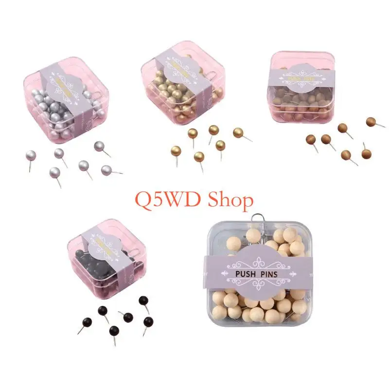 Q5WD 50 Pushpin & Metal Push Pins Minimalist Designs Thumbtacks for Classroom Or Office To enhances Organization