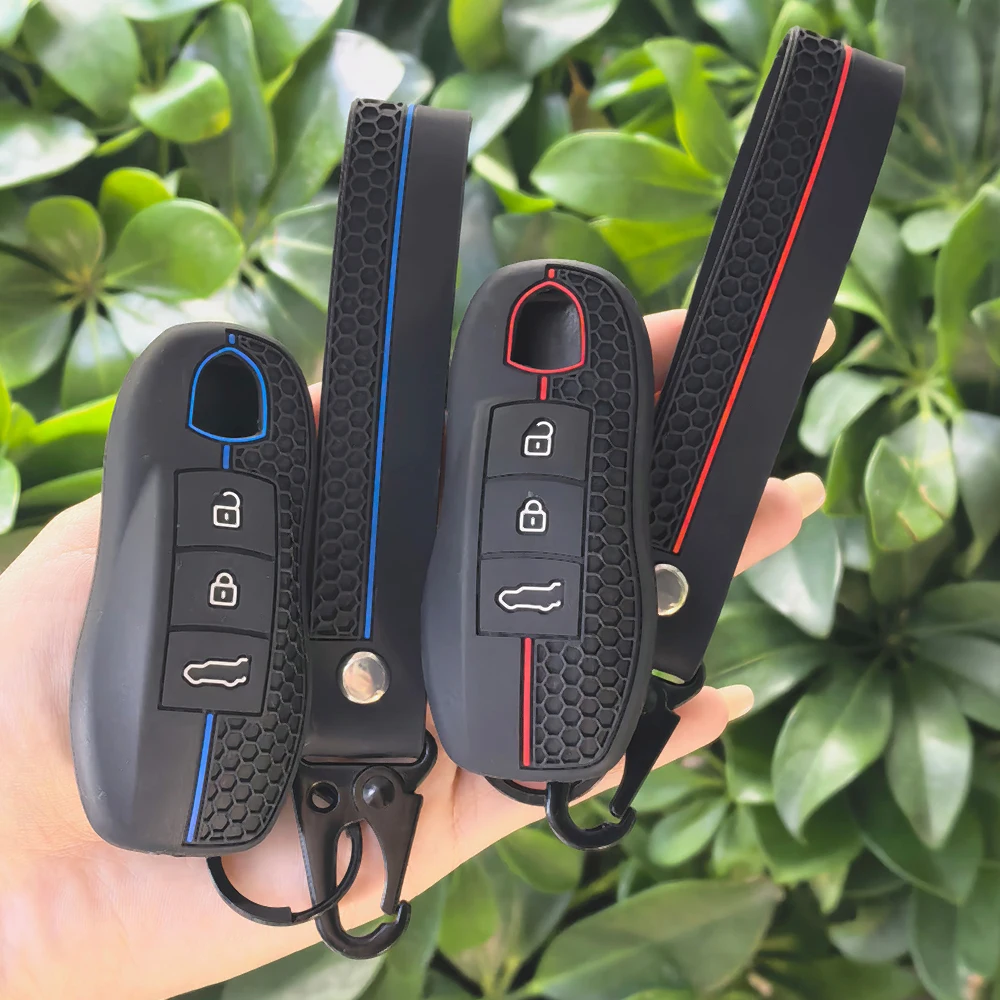 Keychain Holder For Porsche Macan Cayman Spyder 718 Boxster 718 Panamera Spyder Carrera Key Case Fob Covers Set