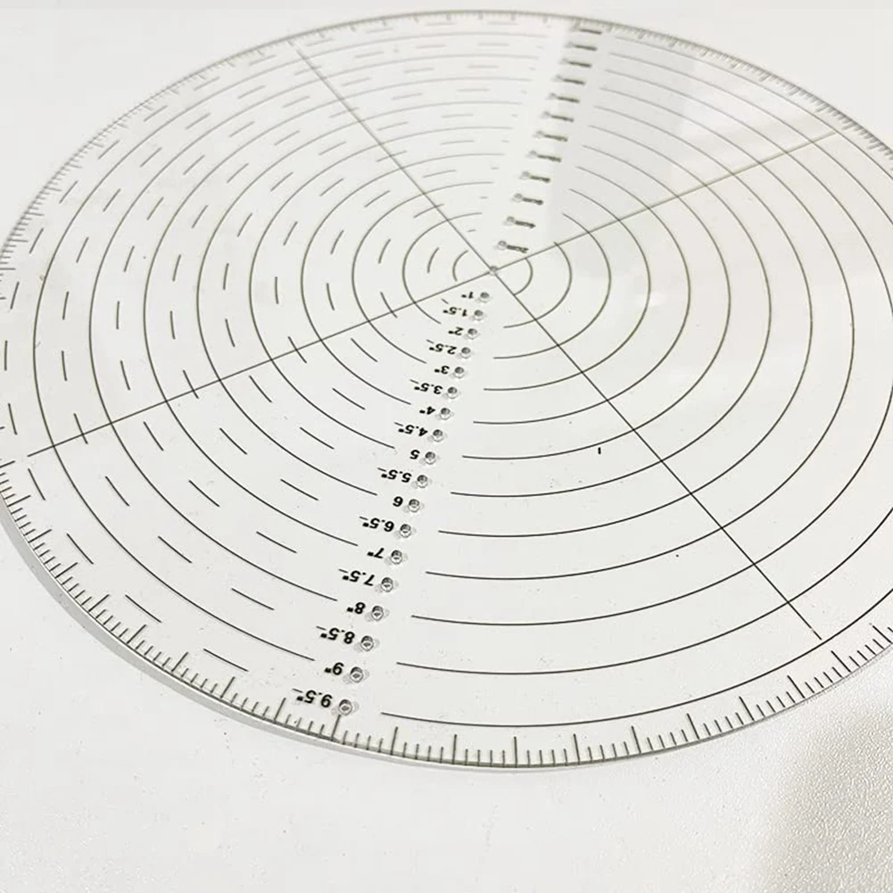 بوصلة مكتشف مركزية مستديرة مقاس 10 بوصة أداة مكتشف مركزية على شكل دائرة من الأكريليك الشفاف لدوائر رسم النجارة-ABNJ #2