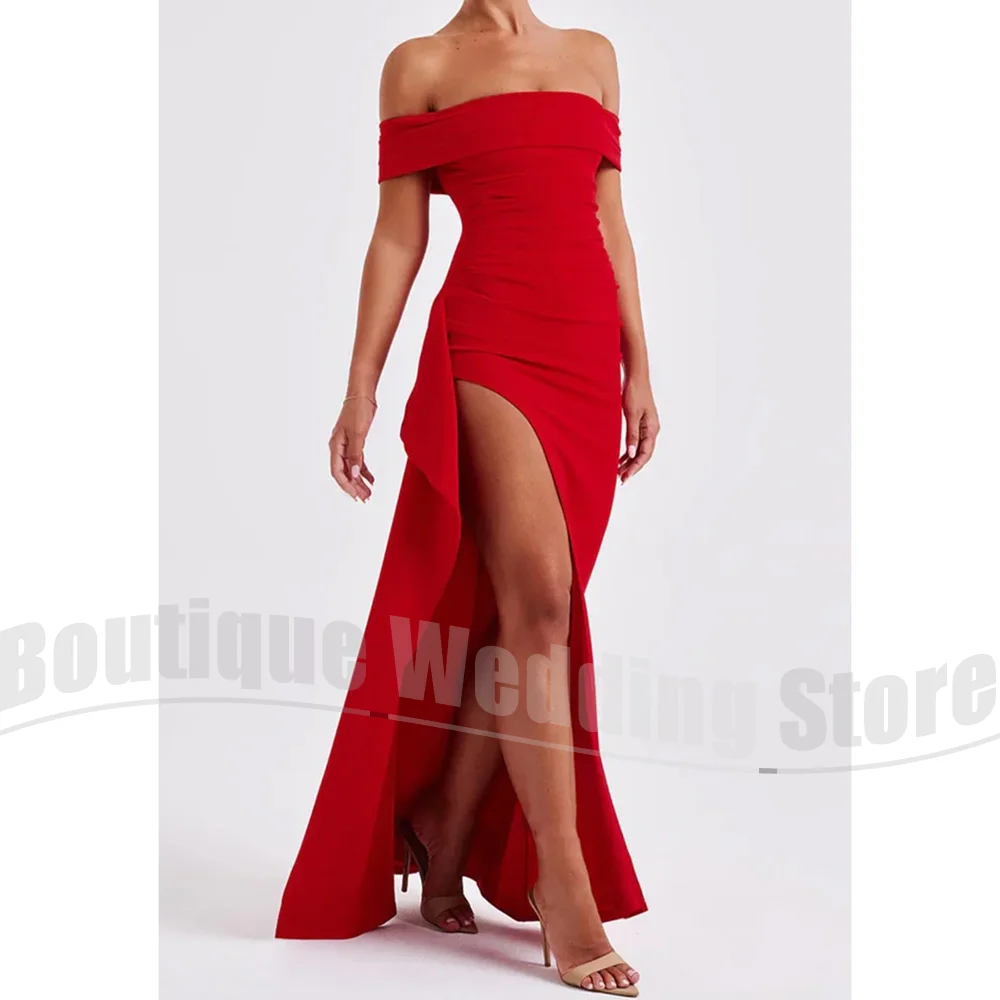

Mermaid Prom Dresses Women Elegant Off The Shoulder Long Evening Gowns Fashion Custom Made Floor Length Side Slit Party Dresses