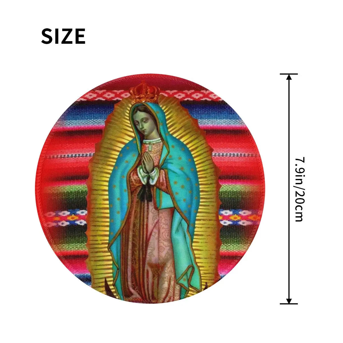 Virgin Mary Round Mouse Pad Our Lady of Guadalupe Rubber Gaming Mousepad For PC Laptop Computer Waterproof Custom Mouse Mats