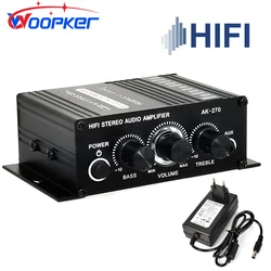 Woopker HIFI Bộ Khuếch Đại Kỹ Thuật Số AK270 2 Kênh Stereo 12V Công Suất Âm Thanh Khuếch Đại Xe Bass Trebl Loa