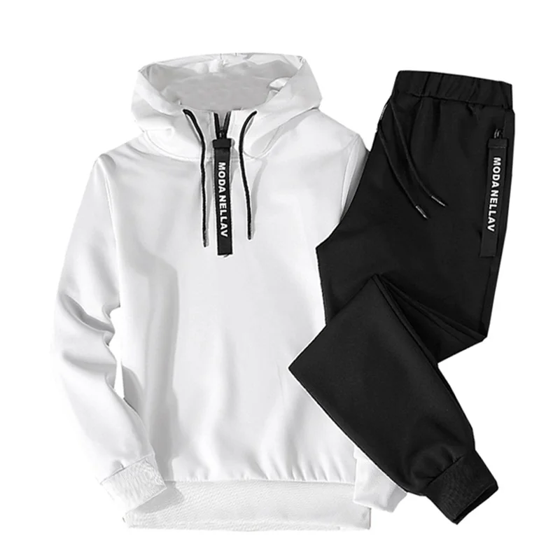 Conjunto de 2 peças de treino masculino, moletom, moletom e moletom, roupas masculinas, terno inferior jogger, conjunto de capuz pullover, 2022