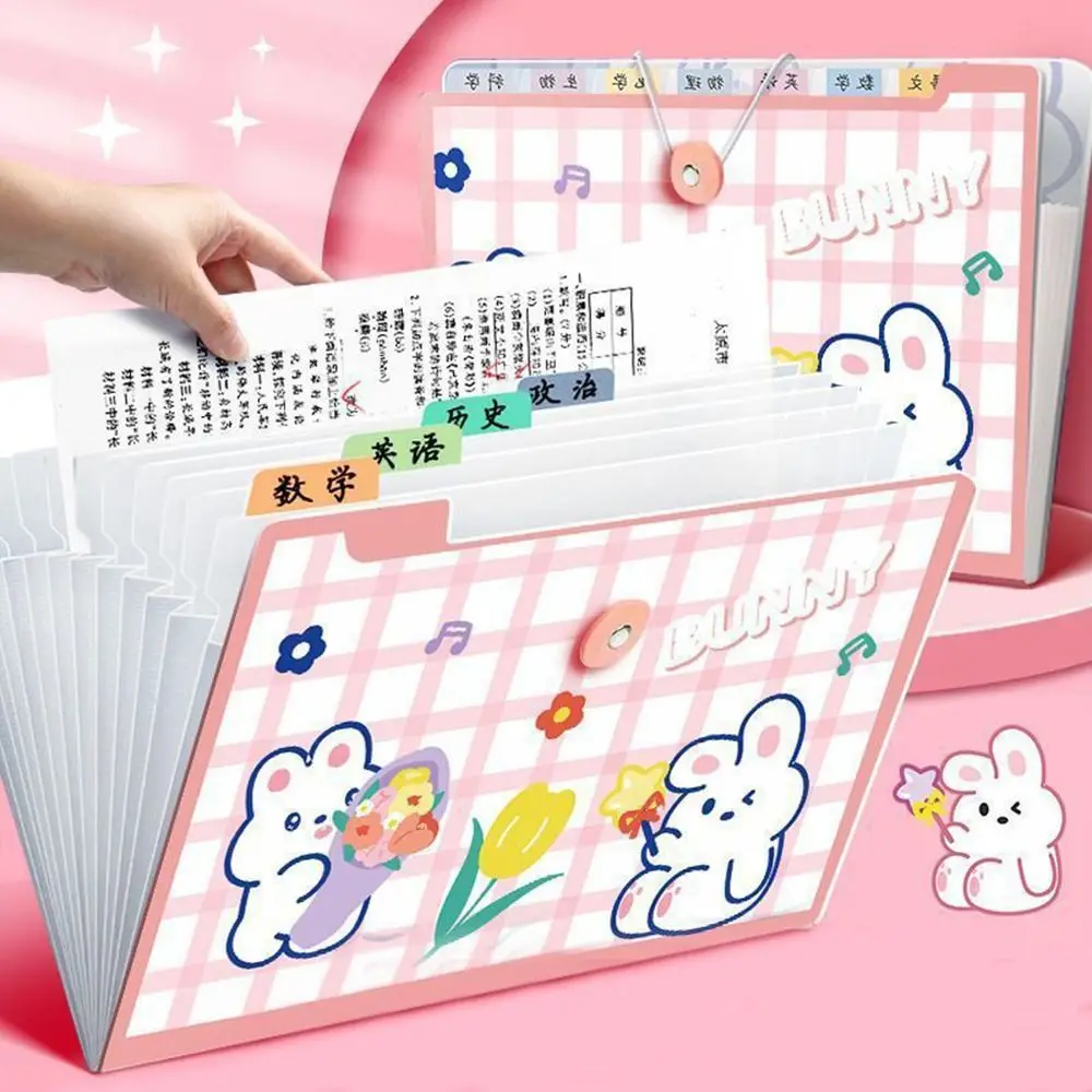 A4 Size Expanding Wallet File Folder High Capacity 8/12Pockets File Storage Organ Bag Waterproof Document Folder