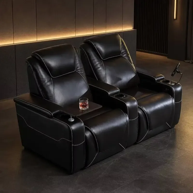 Commercial Theater Seats Private Cinema Recliner Sofa with Touch Control System iPad Stand and Storage Box