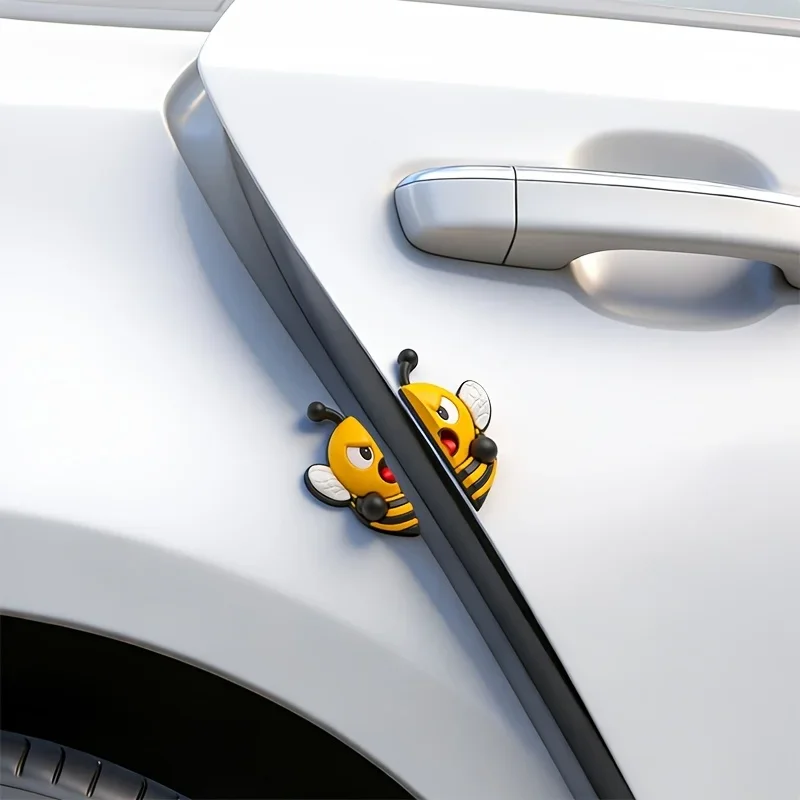 Cartoon Ladybug Car Door Bumper Strip,3D Insect Shape Anti Scratch Protector Stickers,Universal Vehicle Exterior Decor