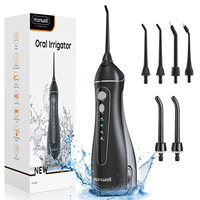 Water Flosser Teeth Pick: Portable Cordless Oral Irrigator 300ML Rechargeable Travel Irrigation Clean IPX7 Waterproof 6 Jet Tips