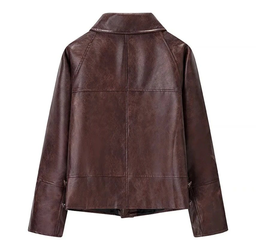 المحملة زر تصميم الجلود Jaet الخريف جديد Sle تخفيف الرياح أنبوب مستقيم LongCoat #2