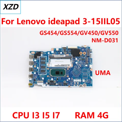 NM-D031 Mainboard For Lenovo ideapad 3-15IIL05 Laptop Motherboard with i3 i5 i7 CPU  4G-RAM 100% TEST OK