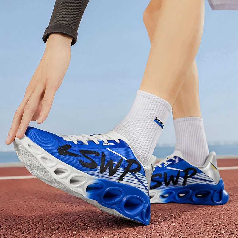 Herren-Laufschuhe, Tennisschuhe, koreanischer Stil, trendige Herren-Sportschuhe mit dicker Sohle und hohlem Design, atmungsaktives Mesh-Material, abriebfest, stoßdämpfend, für den täglichen Gebrauch, lässige Laufschuhe für Herren. – Detail 28