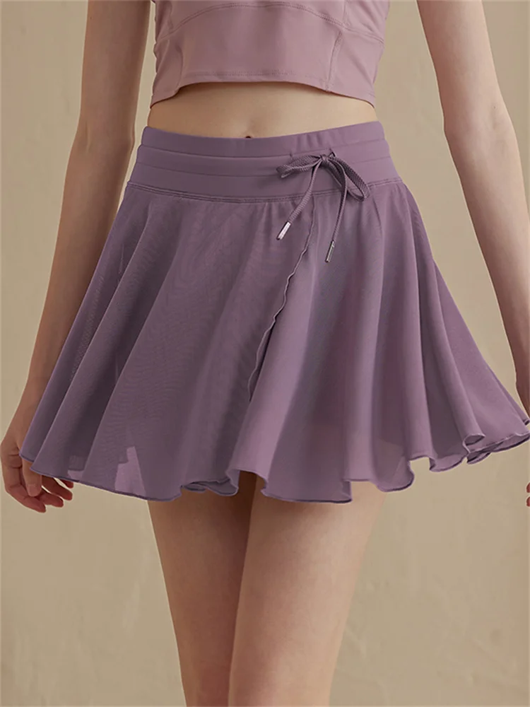 

Yoga orts Women's Running Fitn Dance Me Skirt High Waist Briefs Breathable Qui Dry Sexy Netting Outerwear