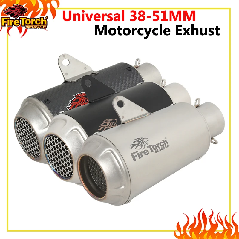 Universeller Motorrad-Auspuff aus Kohlefaser, 51 mm, für ER6N 450SR NK650 KTM390 R25 MT09 CBR650 R6, Auspuffrohr, Schalldämpfer ohne DB-Killer