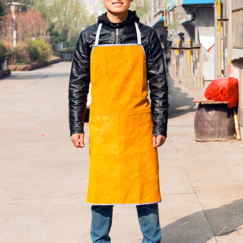 {CC44} 1 Pc Washable Wear-resistant Heat Insulation Cowhide Leather Welding Apron Soldering Protective Clothing Blacksmith