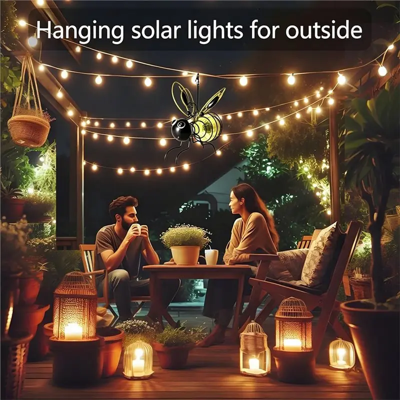 TFORU-Bouncy Spring Solar Powered Hanging Bee Decor-For Garden Outdoor Lighting For Yard, Patio,Porch