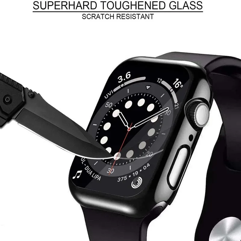 Tempered Glass+Cover For Apple Watch Accessories 44mm 41mm 45mm 40mm 42mm Screen Protector Apple watch Case serie 7 8 9 4 5 6 SE