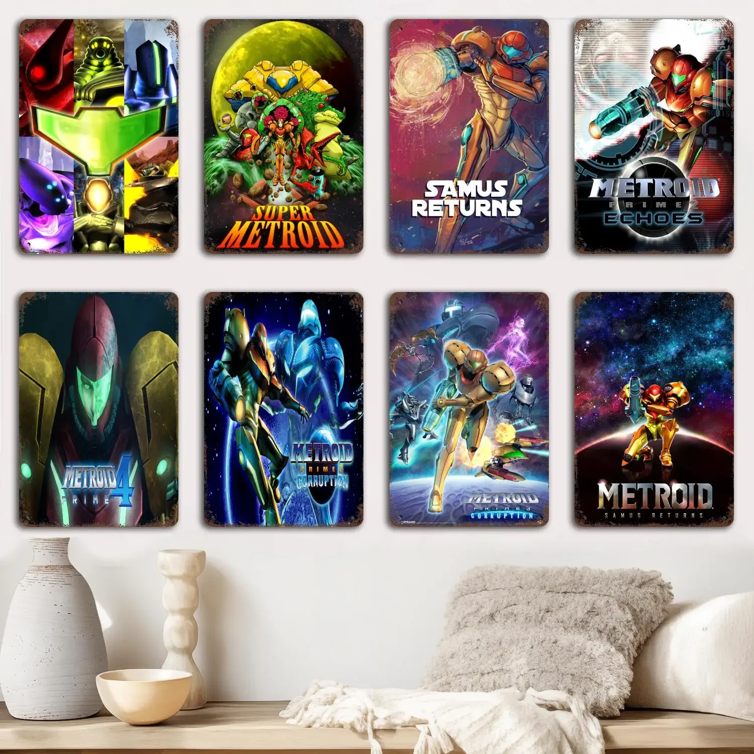 Metroid Prime Video Game Metal Signs wall decor Vintage Tin Signs Captain Metal Poster Decor for Bar Pub Club Wall Decoration